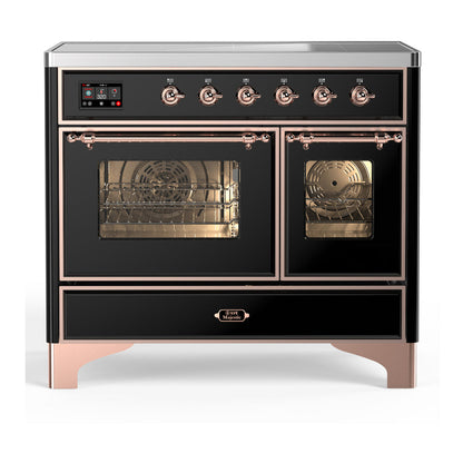 ILVE Majestic III 40-Inch Induction Range with 6 Induction Elements, 3.82 cu. ft. Oven, Glossy Black with Copper Trim, Triple Glass Door, UMDIB40NR3BKP
