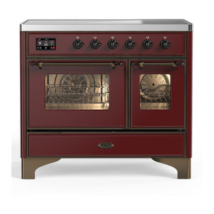 ILVE Majestic III 40-Inch Induction Range with 6 Induction Elements, 3.82 cu. ft. Oven, Burgundy with Burnished Trim, Triple Glass Door, UMDIB40NR3BUB