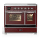 ILVE Majestic III 40-Inch Induction Range with 6 Induction Elements, 3.82 cu. ft. Oven, Burgundy with Chrome Trim, Triple Glass Door, UMDIB40NR3BUC
