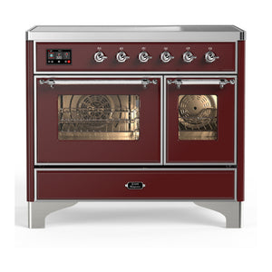 ILVE Majestic III 40-Inch Induction Range with 6 Induction Elements, 3.82 cu. ft. Oven, Burgundy with Chrome Trim, Triple Glass Door, UMDIB40NR3BUC