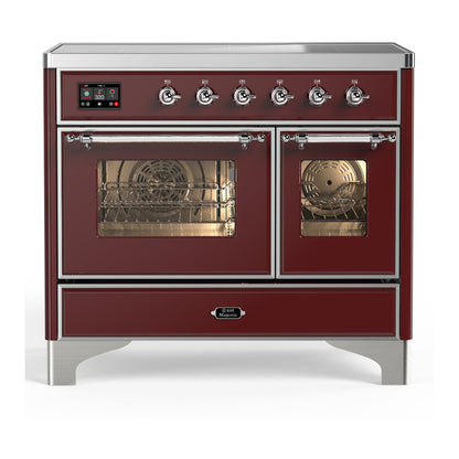ILVE Majestic III 40-Inch Induction Range with 6 Induction Elements, 3.82 cu. ft. Oven, Burgundy with Chrome Trim, Triple Glass Door, UMDIB40NR3BUC