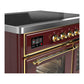 ILVE Majestic III 40-Inch Induction Range with 6 Induction Elements, 3.82 cu. ft. Oven, Burgundy with Brass Trim, Triple Glass Door, UMDIB40NR3BUG