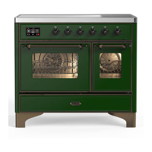 ILVE Majestic III 40-Inch Induction Range with 6 Induction Elements, 3.82 cu. ft. Oven, Emerald Green with Burnished Trim, Triple Glass Door, UMDIB40NR3EGB