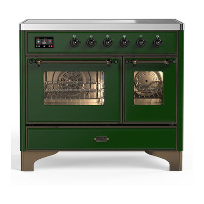 ILVE Majestic III 40-Inch Induction Range with 6 Induction Elements, 3.82 cu. ft. Oven, Emerald Green with Burnished Trim, Triple Glass Door, UMDIB40NR3EGB