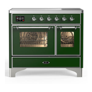 ILVE Majestic III 40-Inch Induction Range with 6 Induction Elements, 3.82 cu. ft. Oven, Emerald Green with Chrome Trim, Triple Glass Door, UMDIB40NR3EGC