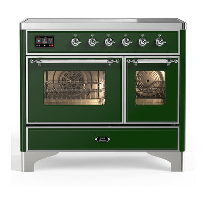 ILVE Majestic III 40-Inch Induction Range with 6 Induction Elements, 3.82 cu. ft. Oven, Emerald Green with Chrome Trim, Triple Glass Door, UMDIB40NR3EGC
