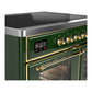 ILVE Majestic III 40-Inch Induction Range with 6 Induction Elements, 3.82 cu. ft. Oven, Emerald Green with Brass Trim, Triple Glass Door, UMDIB40NR3EGG