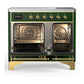 ILVE Majestic III 40-Inch Induction Range with 6 Induction Elements, 3.82 cu. ft. Oven, Emerald Green with Brass Trim, Triple Glass Door, UMDIB40NR3EGG