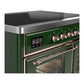 ILVE Majestic III 40-Inch Induction Range with 6 Induction Elements, 3.82 cu. ft. Oven, Emerald Green with Copper Trim, Triple Glass Door, UMDIB40NR3EGP