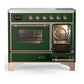 ILVE Majestic III 40-Inch Induction Range with 6 Induction Elements, 3.82 cu. ft. Oven, Emerald Green with Copper Trim, Triple Glass Door, UMDIB40NR3EGP