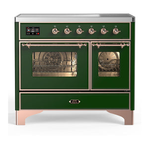 ILVE Majestic III 40-Inch Induction Range with 6 Induction Elements, 3.82 cu. ft. Oven, Emerald Green with Copper Trim, Triple Glass Door, UMDIB40NR3EGP