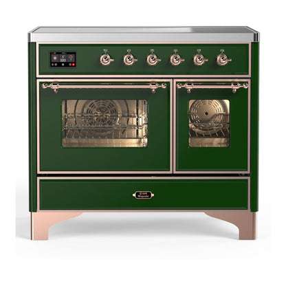ILVE Majestic III 40-Inch Induction Range with 6 Induction Elements, 3.82 cu. ft. Oven, Emerald Green with Copper Trim, Triple Glass Door, UMDIB40NR3EGP