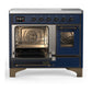 ILVE Majestic III 40-Inch Induction Range with 6 Induction Elements, 3.82 cu. ft. Oven, Mightnight Blue with Burnished Trim, Triple Glass Door, UMDIB40NR3MBB