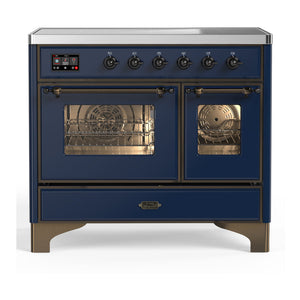 ILVE Majestic III 40-Inch Induction Range with 6 Induction Elements, 3.82 cu. ft. Oven, Mightnight Blue with Burnished Trim, Triple Glass Door, UMDIB40NR3MBB