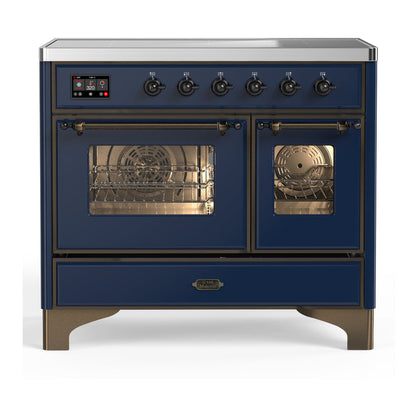 ILVE Majestic III 40-Inch Induction Range with 6 Induction Elements, 3.82 cu. ft. Oven, Mightnight Blue with Burnished Trim, Triple Glass Door, UMDIB40NR3MBB