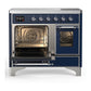 ILVE Majestic III 40-Inch Induction Range with 6 Induction Elements, 3.82 cu. ft. Oven, Mightnight Blue with Chrome Trim, Triple Glass Door, UMDIB40NR3MBC