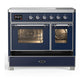 ILVE Majestic III 40-Inch Induction Range with 6 Induction Elements, 3.82 cu. ft. Oven, Mightnight Blue with Chrome Trim, Triple Glass Door, UMDIB40NR3MBC