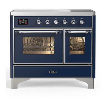 ILVE Majestic III 40-Inch Induction Range with 6 Induction Elements, 3.82 cu. ft. Oven, Mightnight Blue with Chrome Trim, Triple Glass Door, UMDIB40NR3MBC