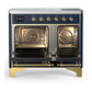 ILVE Majestic III 40-Inch Induction Range with 6 Induction Elements, 3.82 cu. ft. Oven, Mightnight Blue with Brass Trim, Triple Glass Door, UMDIB40NR3MBG