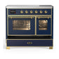 ILVE Majestic III 40-Inch Induction Range with 6 Induction Elements, 3.82 cu. ft. Oven, Mightnight Blue with Brass Trim, Triple Glass Door, UMDIB40NR3MBG