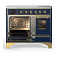 ILVE Majestic III 40-Inch Induction Range with 6 Induction Elements, 3.82 cu. ft. Oven, Mightnight Blue with Brass Trim, Triple Glass Door, UMDIB40NR3MBG