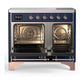 ILVE Majestic III 40-Inch Induction Range with 6 Induction Elements, 3.82 cu. ft. Oven, Mightnight Blue with Copper Trim, Triple Glass Door, UMDIB40NR3MBP