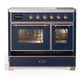 ILVE Majestic III 40-Inch Induction Range with 6 Induction Elements, 3.82 cu. ft. Oven, Mightnight Blue with Copper Trim, Triple Glass Door, UMDIB40NR3MBP
