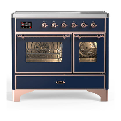 ILVE Majestic III 40-Inch Induction Range with 6 Induction Elements, 3.82 cu. ft. Oven, Mightnight Blue with Copper Trim, Triple Glass Door, UMDIB40NR3MBP