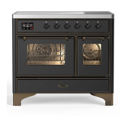 ILVE Majestic III 40-Inch Induction Range with 6 Induction Elements, 3.82 cu. ft. Oven, Matte Graphite with Burnished Trim, Triple Glass Door, UMDIB40NR3MGB