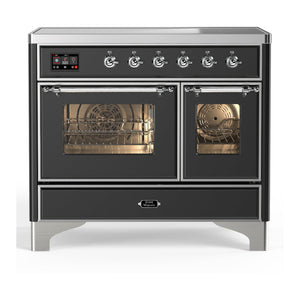 ILVE Majestic III 40-Inch Induction Range with 6 Induction Elements, 3.82 cu. ft. Oven, Matte Graphite with Chrome Trim, Triple Glass Door, UMDIB40NR3MGC