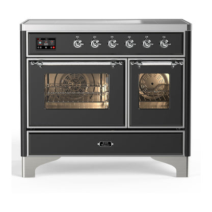 ILVE Majestic III 40-Inch Induction Range with 6 Induction Elements, 3.82 cu. ft. Oven, Matte Graphite with Chrome Trim, Triple Glass Door, UMDIB40NR3MGC