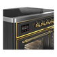 ILVE Majestic III 40-Inch Induction Range with 6 Induction Elements, 3.82 cu. ft. Oven, Matte Graphite with Brass Trim, Triple Glass Door, UMDIB40NR3MGG