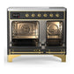 ILVE Majestic III 40-Inch Induction Range with 6 Induction Elements, 3.82 cu. ft. Oven, Matte Graphite with Brass Trim, Triple Glass Door, UMDIB40NR3MGG