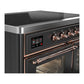 ILVE Majestic III 40-Inch Induction Range with 6 Induction Elements, 3.82 cu. ft. Oven, Matte Graphite with Copper Trim, Triple Glass Door, UMDIB40NR3MGP