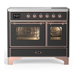 ILVE Majestic III 40-Inch Induction Range with 6 Induction Elements, 3.82 cu. ft. Oven, Matte Graphite with Copper Trim, Triple Glass Door, UMDIB40NR3MGP