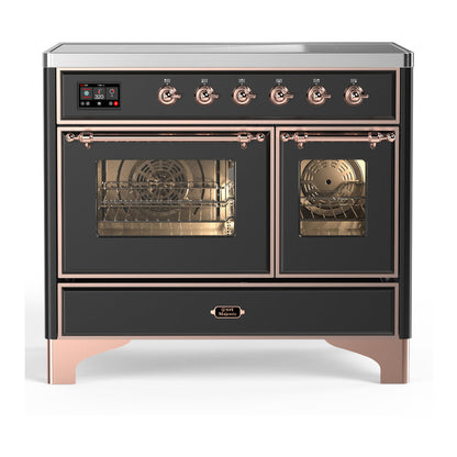 ILVE Majestic III 40-Inch Induction Range with 6 Induction Elements, 3.82 cu. ft. Oven, Matte Graphite with Copper Trim, Triple Glass Door, UMDIB40NR3MGP