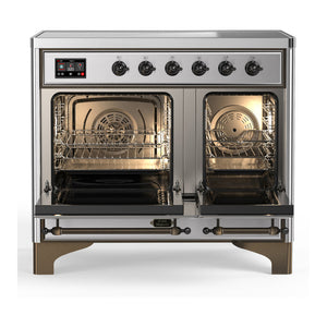 ILVE Majestic III 40-Inch Induction Range with 6 Induction Elements, 3.82 cu. ft. Oven, Stainless Steel with Burnished Trim, Triple Glass Door, UMDIB40NR3SSB