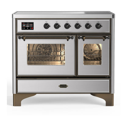 ILVE Majestic III 40-Inch Induction Range with 6 Induction Elements, 3.82 cu. ft. Oven, Stainless Steel with Burnished Trim, Triple Glass Door, UMDIB40NR3SSB