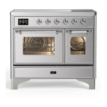 ILVE Majestic III 40-Inch Induction Range with 6 Induction Elements, 3.82 cu. ft. Oven, Stainless Steel with Chrome Trim, Triple Glass Door, UMDIB40NR3SSC