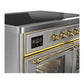 ILVE Majestic III 40-Inch Induction Range with 6 Induction Elements, 3.82 cu. ft. Oven, Stainless Steel with Brass Trim, Triple Glass Door, UMDIB40NR3SSG