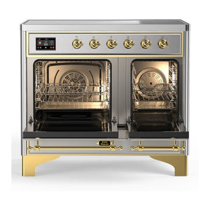 ILVE Majestic III 40-Inch Induction Range with 6 Induction Elements, 3.82 cu. ft. Oven, Stainless Steel with Brass Trim, Triple Glass Door, UMDIB40NR3SSG