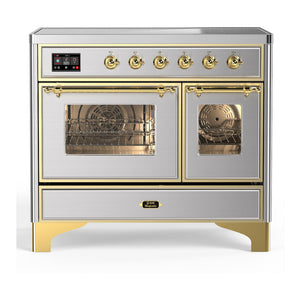 ILVE Majestic III 40-Inch Induction Range with 6 Induction Elements, 3.82 cu. ft. Oven, Stainless Steel with Brass Trim, Triple Glass Door, UMDIB40NR3SSG