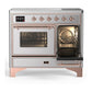 ILVE Majestic III 40-Inch Induction Range with 6 Induction Elements, 3.82 cu. ft. Oven, Stainless Steel with Copper Trim, Triple Glass Door, UMDIB40NR3SSP
