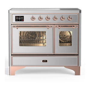 ILVE Majestic III 40-Inch Induction Range with 6 Induction Elements, 3.82 cu. ft. Oven, Stainless Steel with Copper Trim, Triple Glass Door, UMDIB40NR3SSP