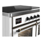 ILVE Majestic III 40-Inch Induction Range with 6 Induction Elements, 3.82 cu. ft. Oven, White with Burnished Trim, Triple Glass Door, UMDIB40NR3WHB