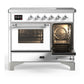 ILVE Majestic III 40-Inch Induction Range with 6 Induction Elements, 3.82 cu. ft. Oven, White with Chrome Trim, Triple Glass Door, UMDIB40NR3WHC