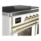 ILVE Majestic III 40-Inch Induction Range with 6 Induction Elements, 3.82 cu. ft. Oven, White with Brass Trim, Triple Glass Door, UMDIB40NR3WHG