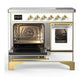 ILVE Majestic III 40-Inch Induction Range with 6 Induction Elements, 3.82 cu. ft. Oven, White with Brass Trim, Triple Glass Door, UMDIB40NR3WHG