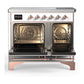 ILVE Majestic III 40-Inch Induction Range with 6 Induction Elements, 3.82 cu. ft. Oven, White with Copper Trim, Triple Glass Door, UMDIB40NR3WHP