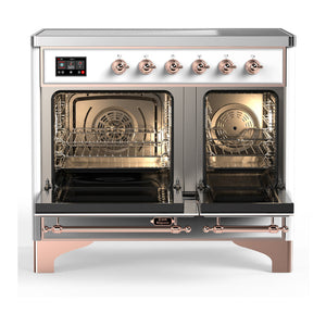 ILVE Majestic III 40-Inch Induction Range with 6 Induction Elements, 3.82 cu. ft. Oven, White with Copper Trim, Triple Glass Door, UMDIB40NR3WHP